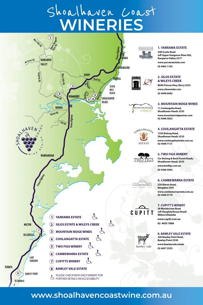 Shoalhaven Coast wineries map